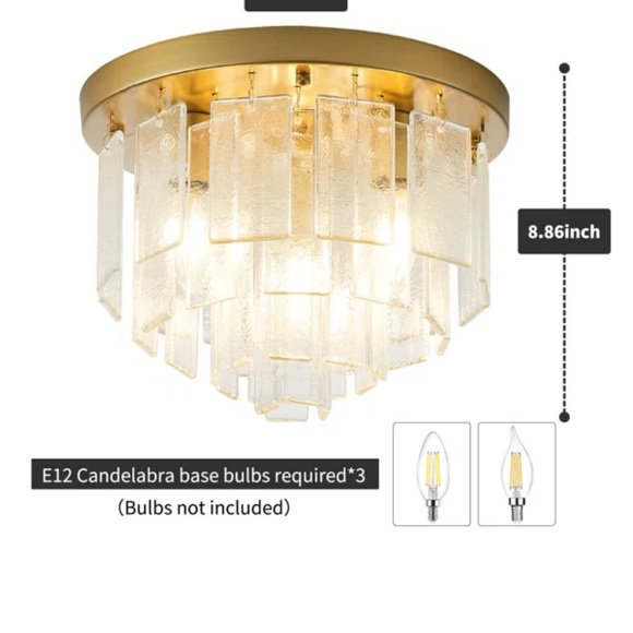 Brand new in box gold 3 light flush mount ceiling light - Picture 2 of 7